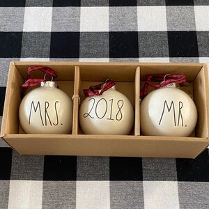 Rae Dunn Elegant Cream Holiday Ornaments Set